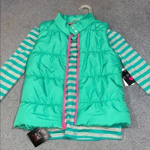 Girls long sleeve shirt and vest set